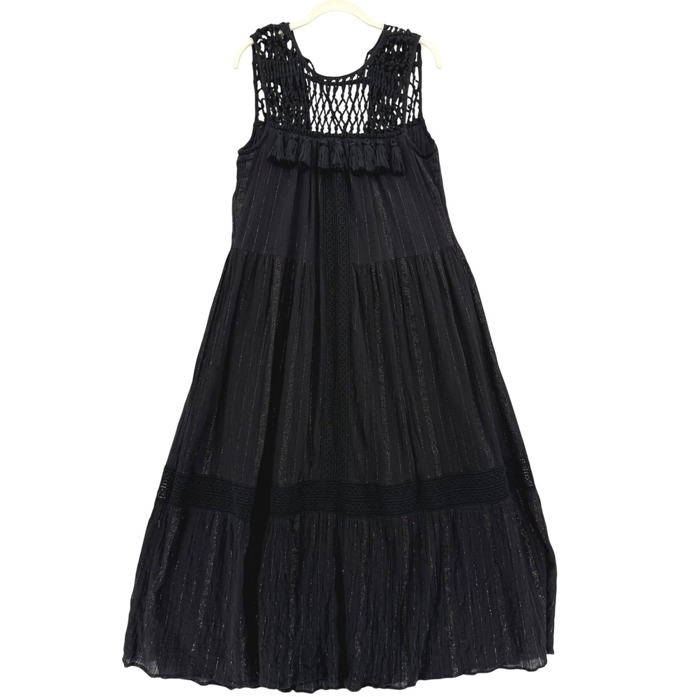 Maeve Anthropologie Abilene Maxi Dress Small Black‎ Gold Whimsigoth Boho